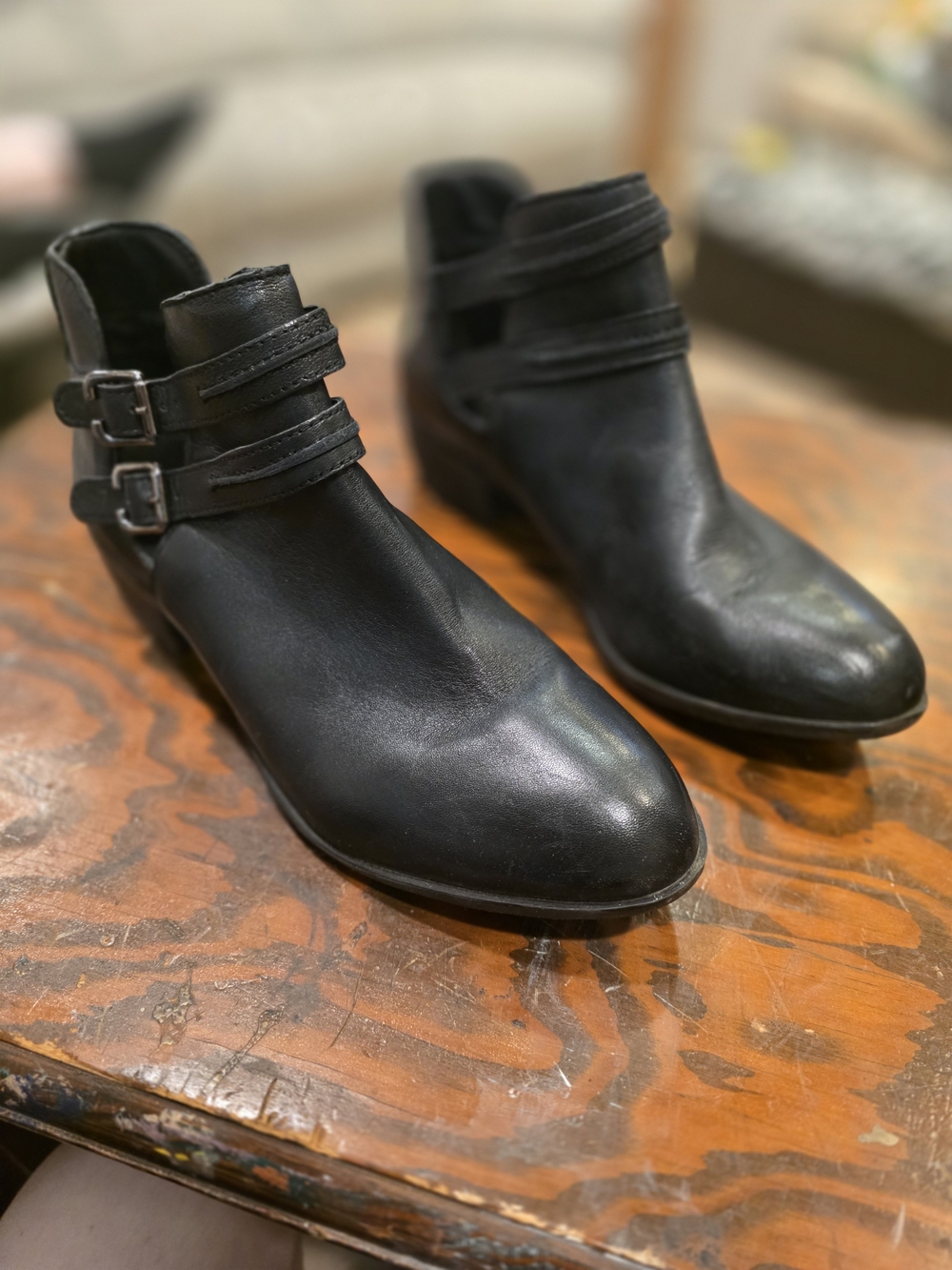 Diba Black Double Buckle Ankle Booties